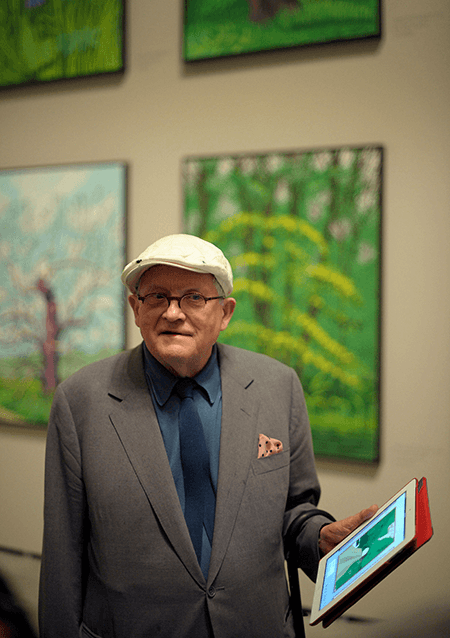 David Hockney drawing on his iPad. November 9, 2016. Supplied: Shaughn and John.